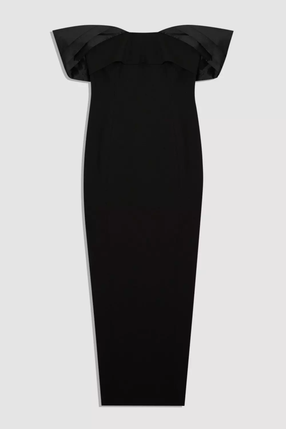 Compact Stretch Taffeta Mix Contrast Drama Sleeve Maxi Dress