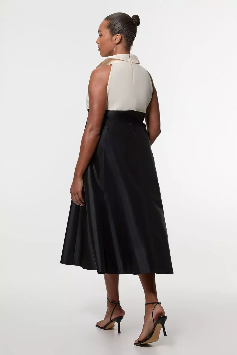 Mono Plus Size Taffeta Contrast Tux Tailored Full Skirted Shirt Dress alternative image