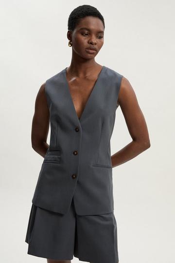 Tailored Twill Essential Single Breasted Waistcoat grey
