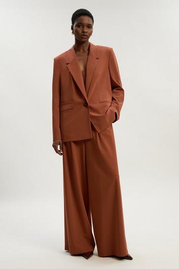 Tailored Twill Essential Wide Leg Trouser rust