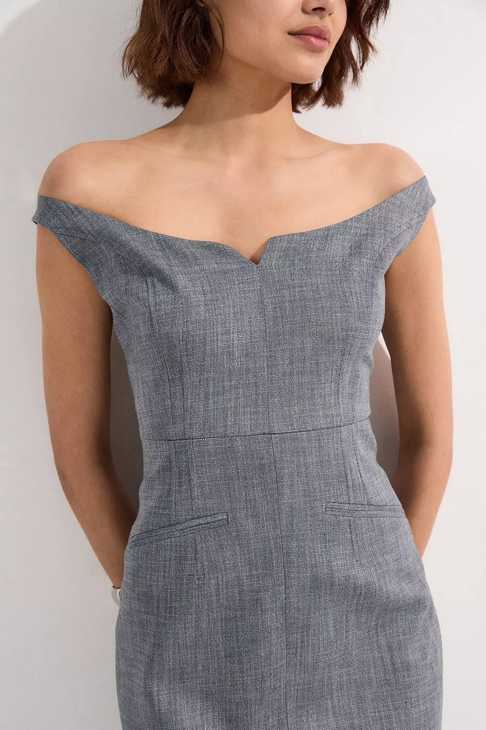 Tailored Marl Strappy Pencil Maxi Dress | Karen Millen