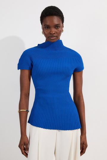 Stitch Detail Knit Top cobalt