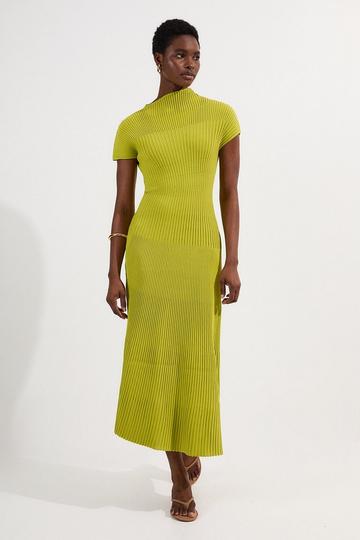 Stitch Detail Knit Midi Dress lime