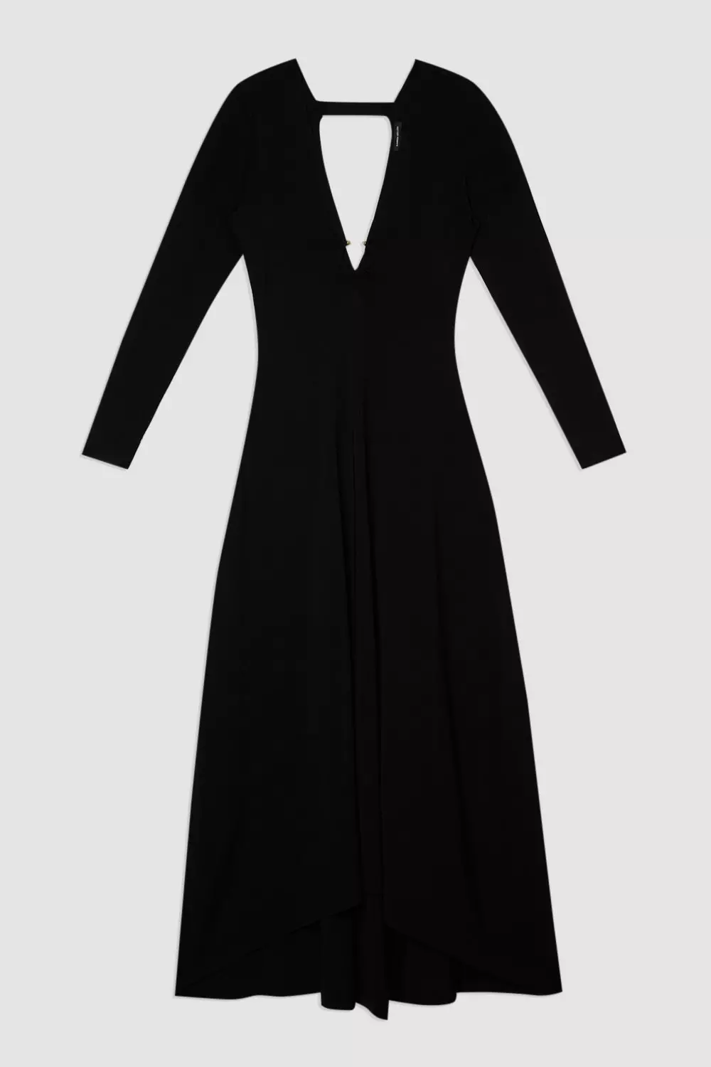 【KAREN MILLEN】キーリングディテール付 Vネックニットドレス Slinky V Neck Knitted Dress With Hardware Keyring Detail