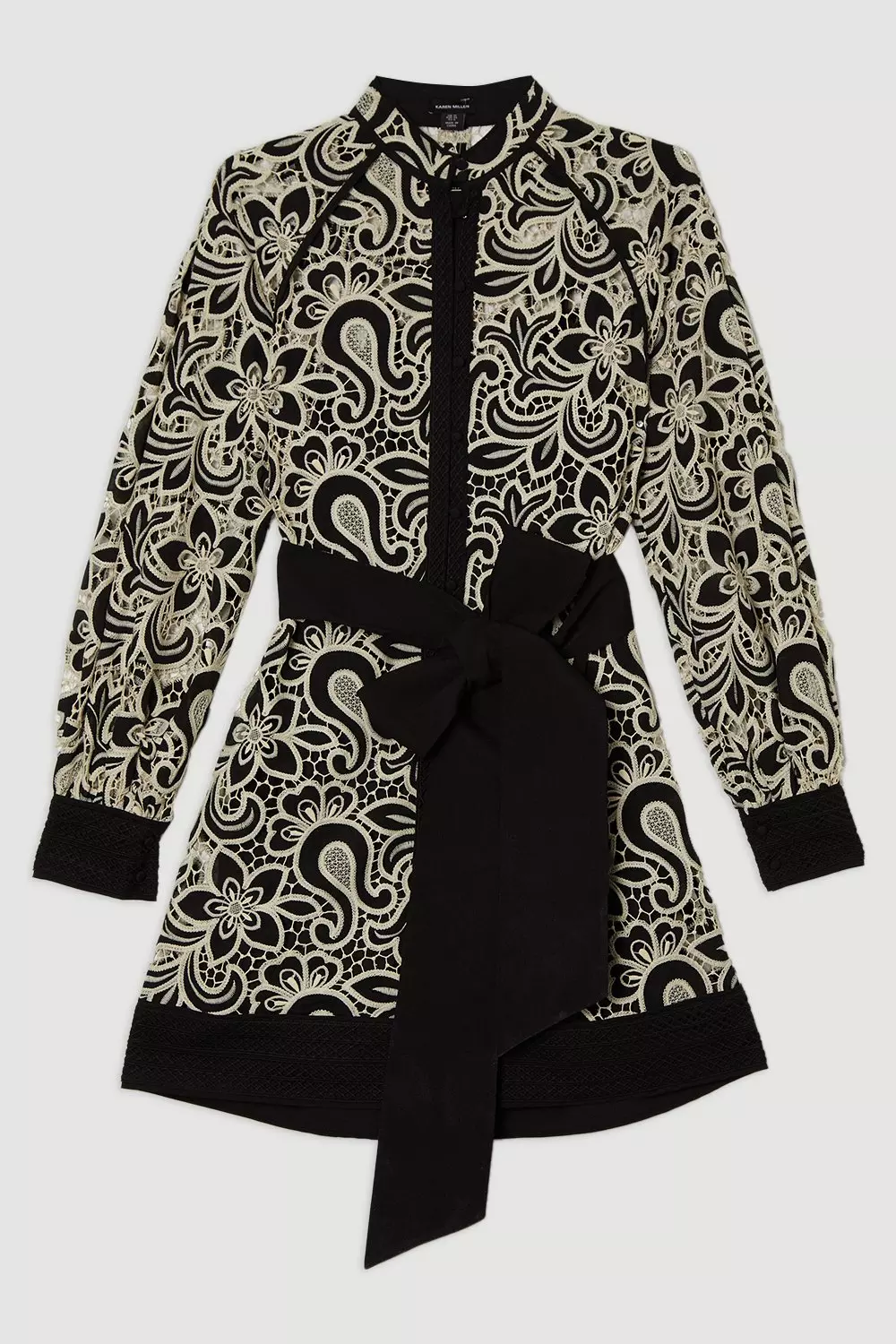 ★Karen Millen★ モノカットワークポケットフロントミニドレス Mono Cutwork Pocket Front Woven Mini Dress | Karen Millen