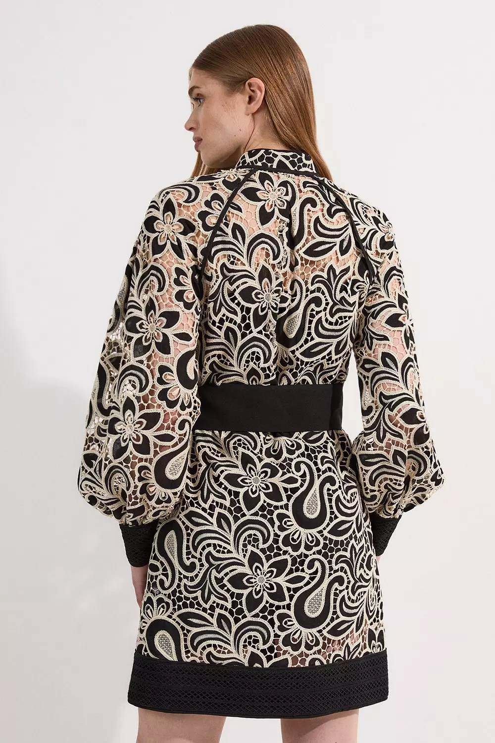 KAREN MILLEN ミニ丈ドレス フリンジ 刺繍 Vネック 刺繍 bkk16514_ivory_xl?$