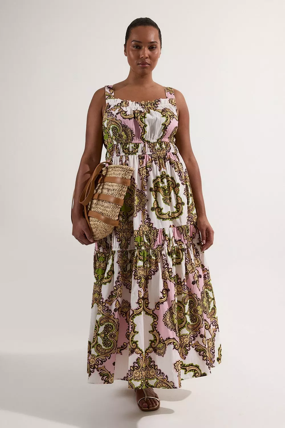 【KAREN MILLEN】花柄 バルーンスリーブ ミディドレス(送料込み) Premium Embroidered Halter Maxi Dress | Karen Millen
