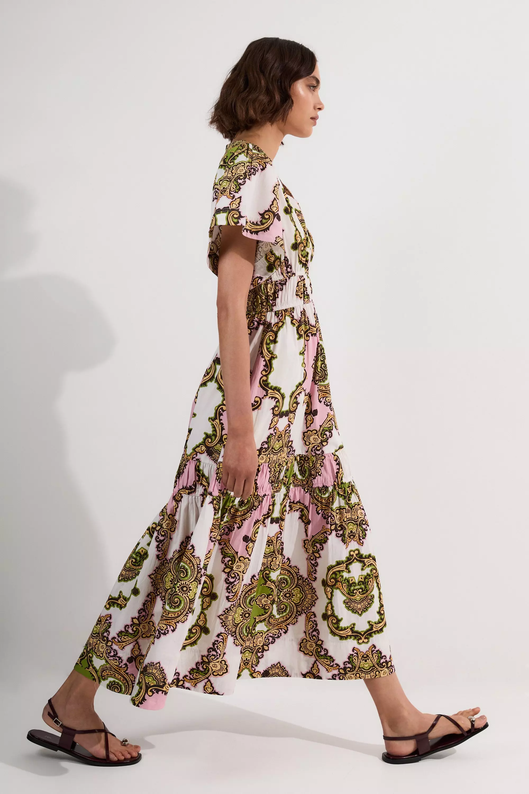 KAREN MILLEN ペティート(小さい)サイズ ミダキシ丈 ドレス Plus Size Floral Print Woven Maxi Dress | Karen Millen