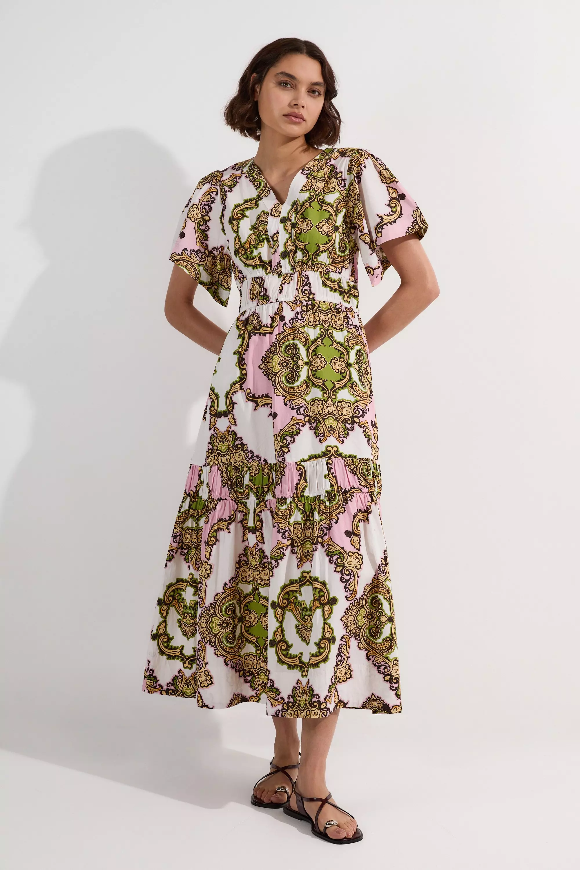 安心追跡【KAREN MILLEN】コットン ティアード タイル ドレス 安心追跡【KAREN MILLEN】コットン ティアード タイル ドレス