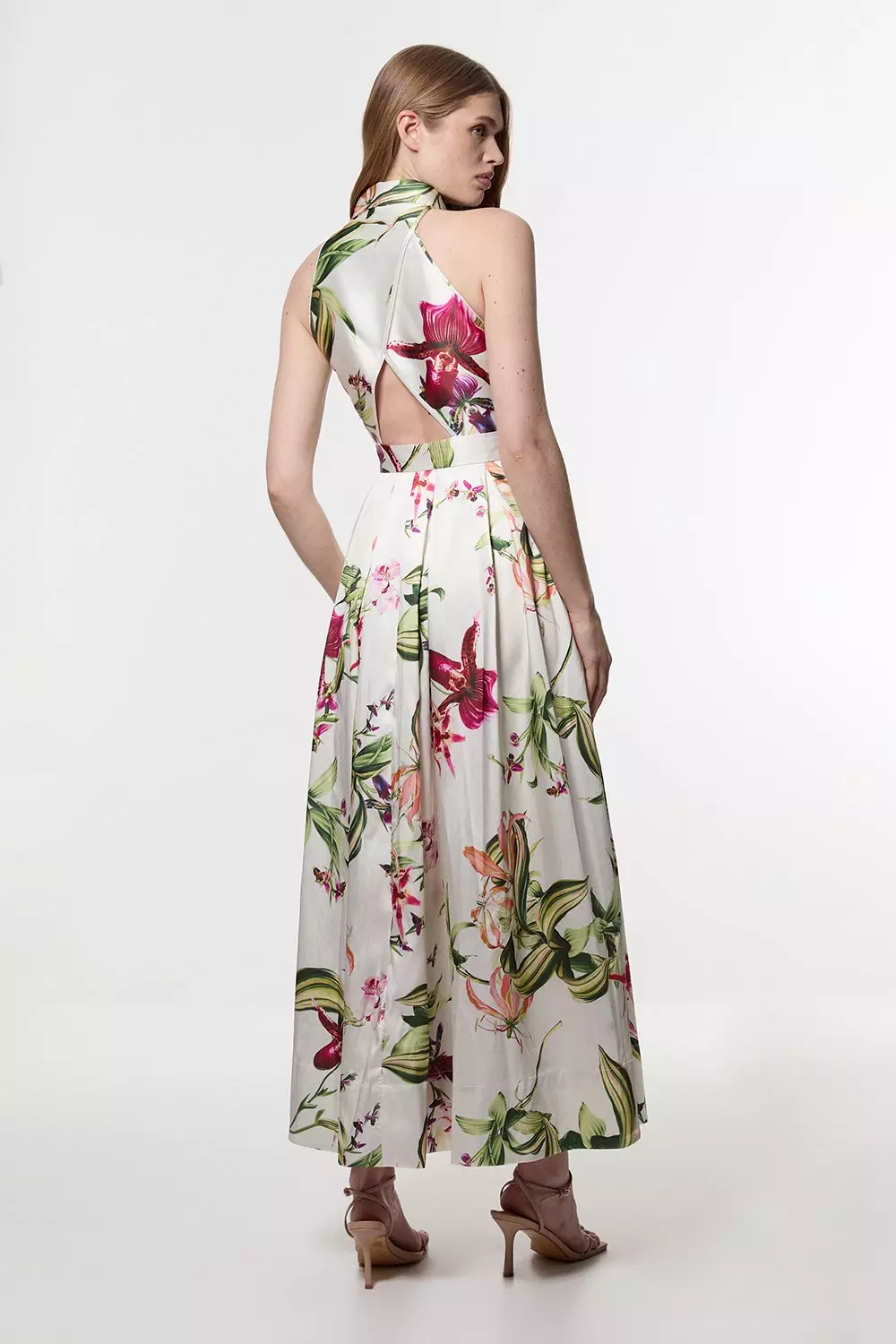 【KAREN MILLEN】Garden Floral Twill Collared Maxi Dress Garden Floral Twill Collared Maxi Dress | Karen Millen