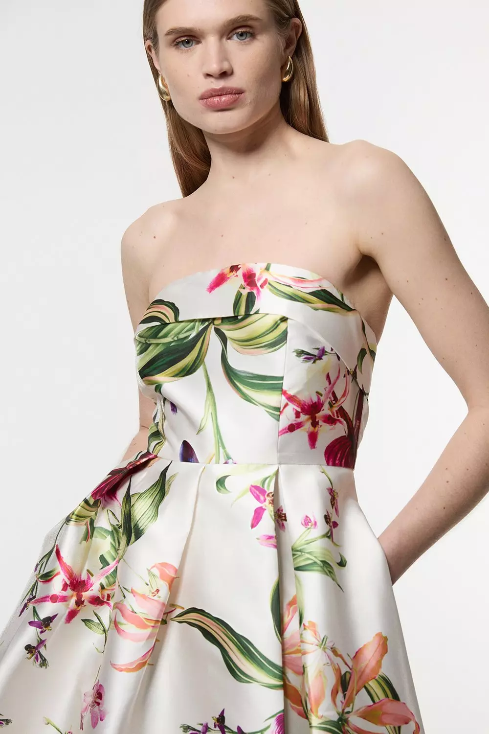 【KAREN MILLEN】Garden Floral Twill Maxi Split Prom Dress bkk24904_floral_xl?pdp.template