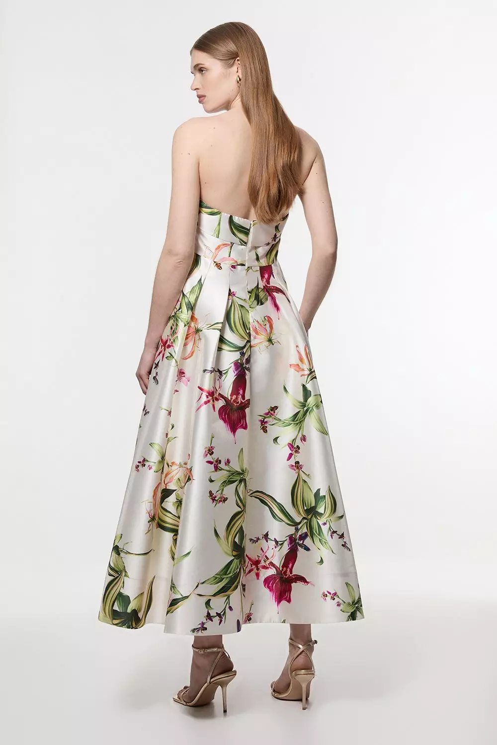 Garden Floral Twill Maxi Split Prom Dress | Karen Millen
