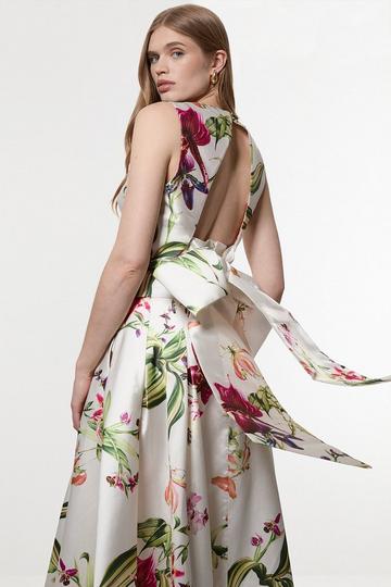 Garden Floral Twill Bow Detail Top floral