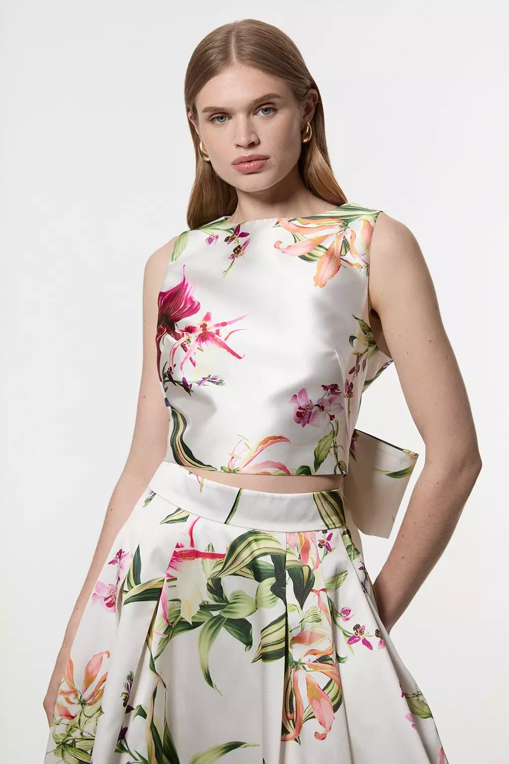 Plus Size Floral Tie Neck Woven Blouse | Karen Millen