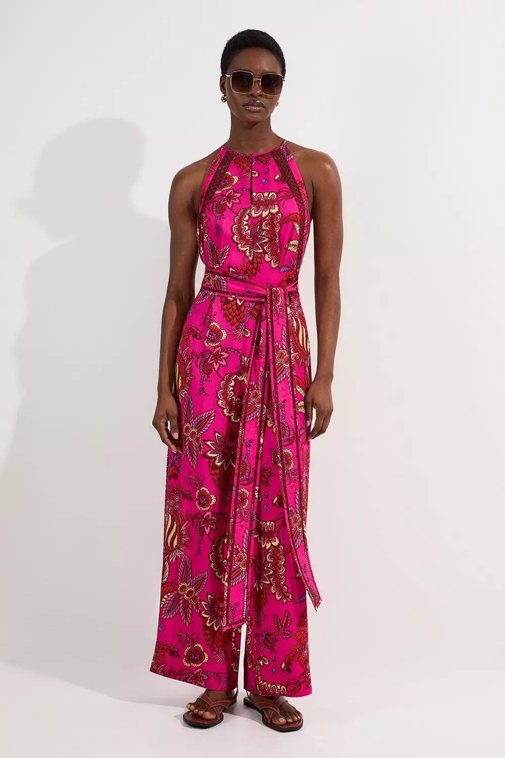 KAREN MILLEN ミダキシドレス プリーツ ハイネック Ａライン bkk24915_fuchsia_xl?$