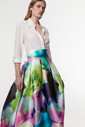 Floral Twill Woven Prom Skirt multi