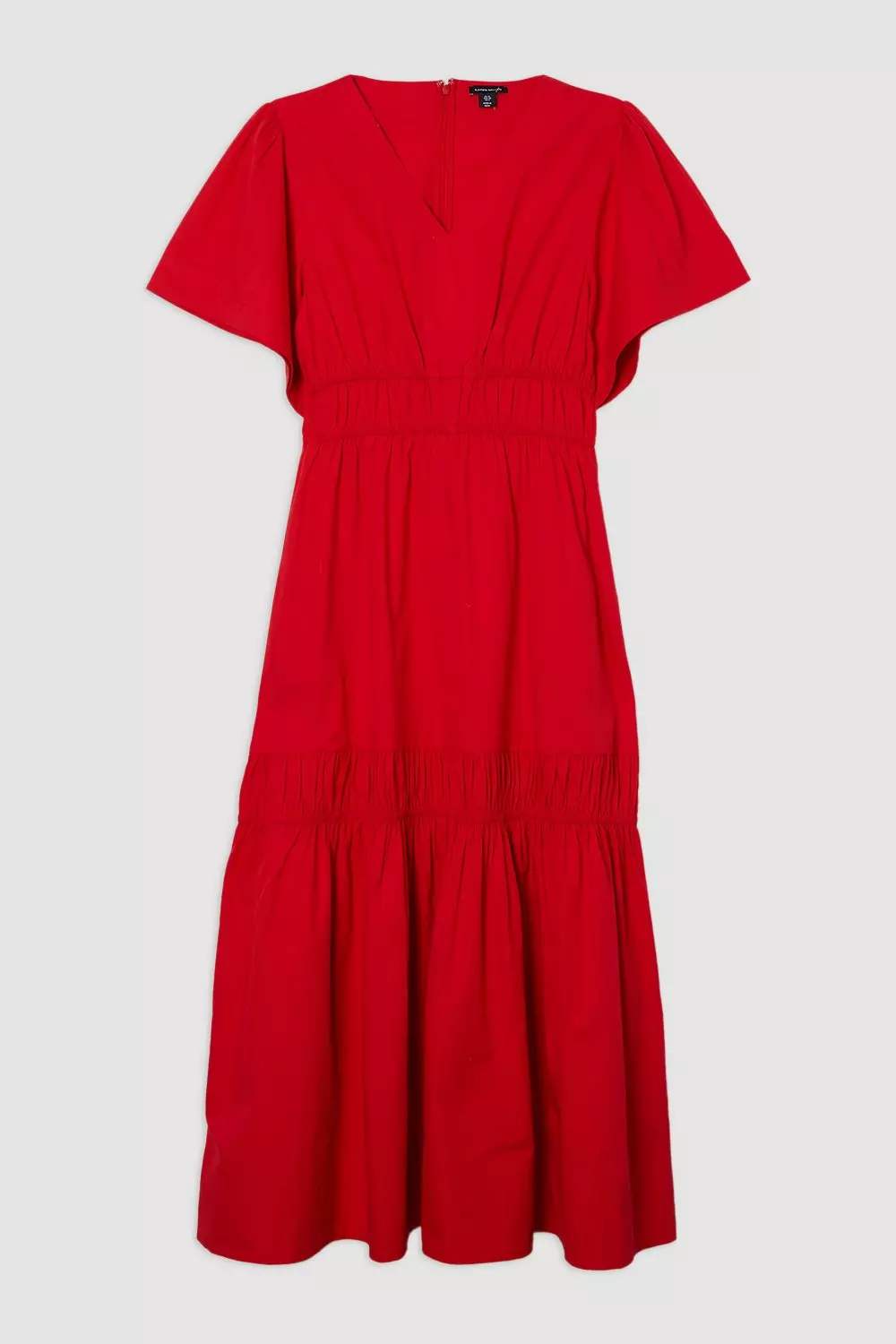 Shirred Cotton Tiered Woven Maxi Dress | Karen Millen
