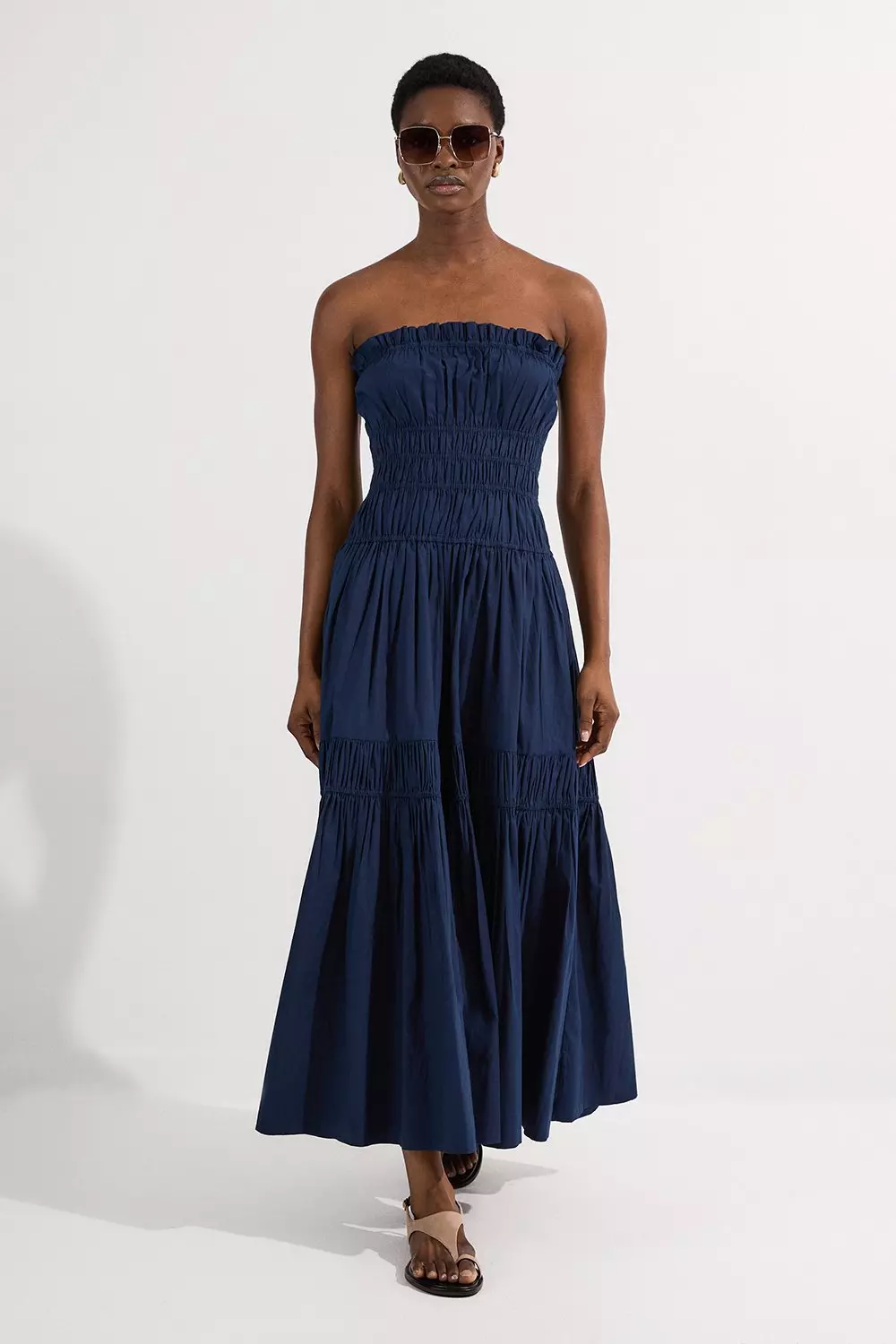【Karen Millen】 バンドゥネック マキシ ドレス bkk24919_navy_xl?$