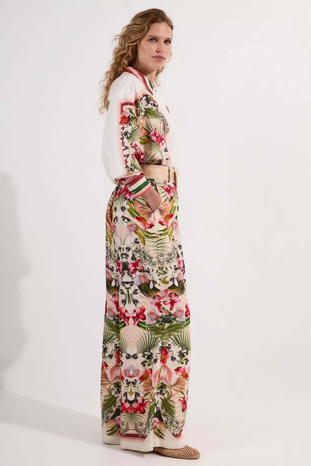 [新品タグ付き]KAREN MILLEN オールインワン 総柄 ウエストリボン bkk23608_white_xl?$