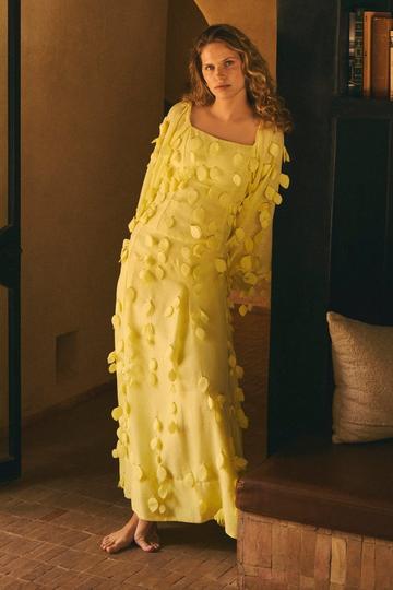 Applique Woven Maxi Skirt yellow