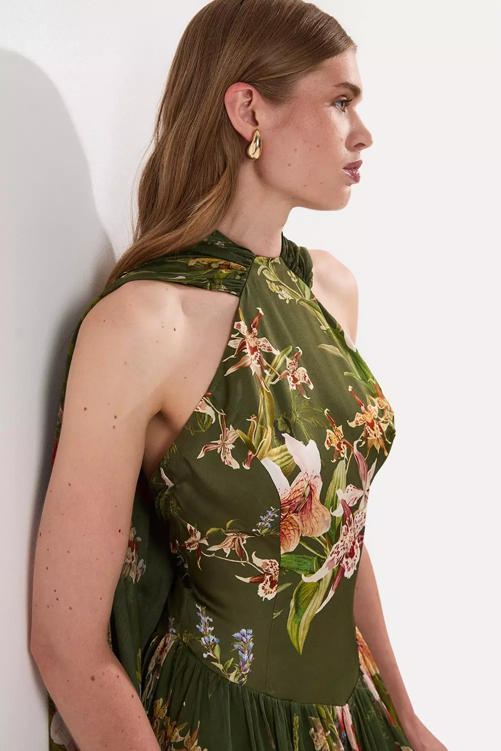 Garden Floral Viscose Georgette Satin Mix Slip Maxi Dress