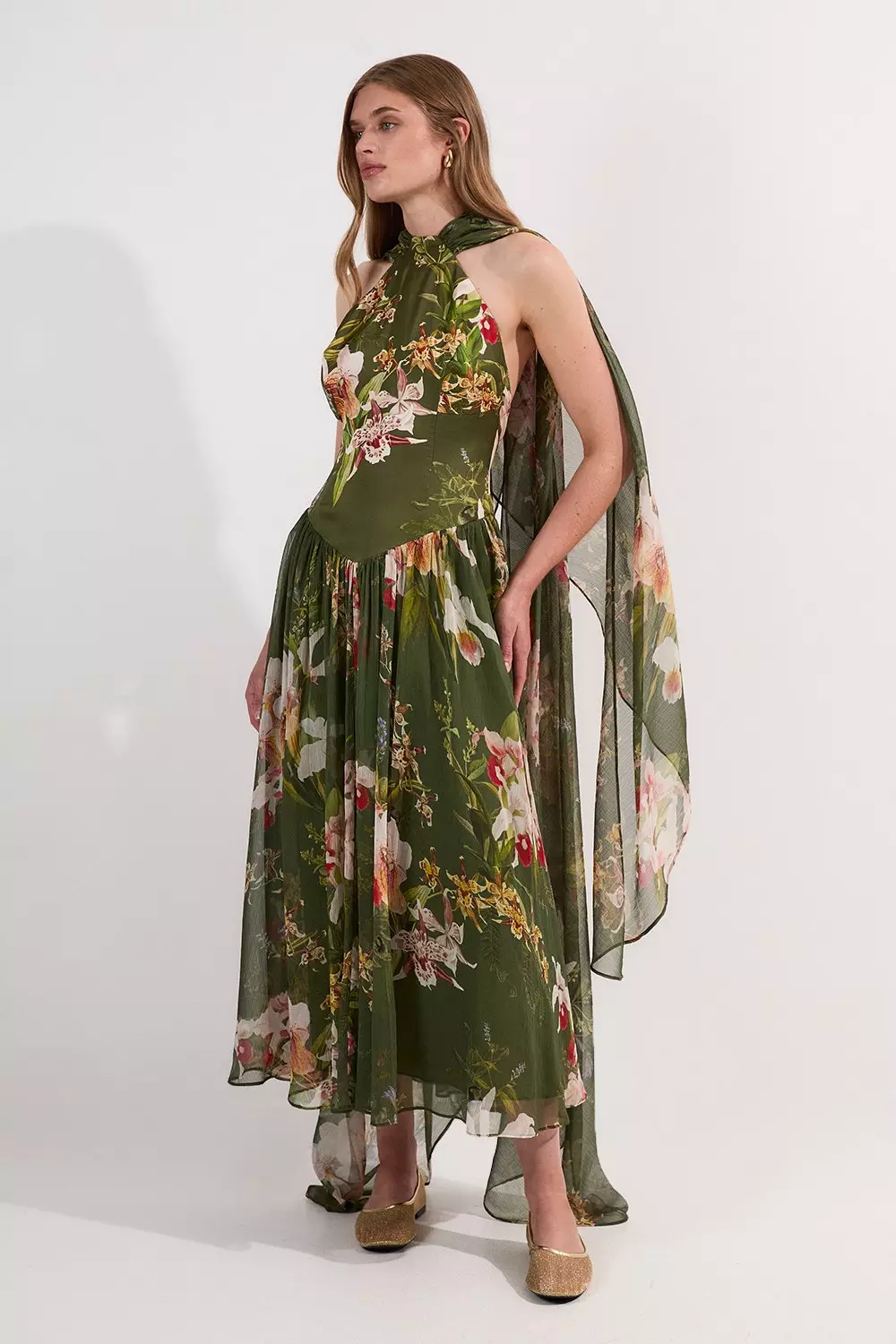 【KAREN MILLEN】ガーデンフローラルマキシスプリットドレス bkk17061_green_xl?$