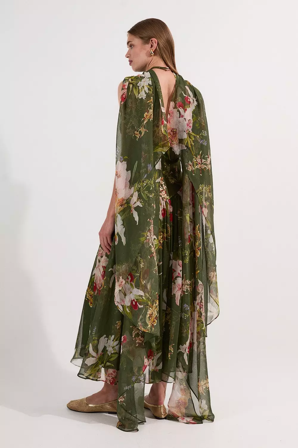 Garden Floral Viscose Georgette Satin Mix Slip Maxi Dress