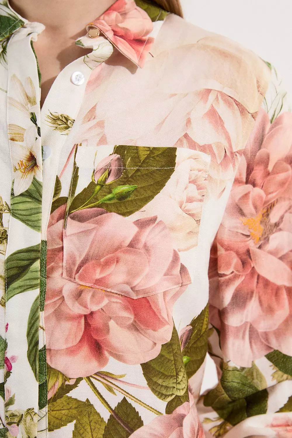 Linen Viscose Floral Woven Shirt | Karen Millen