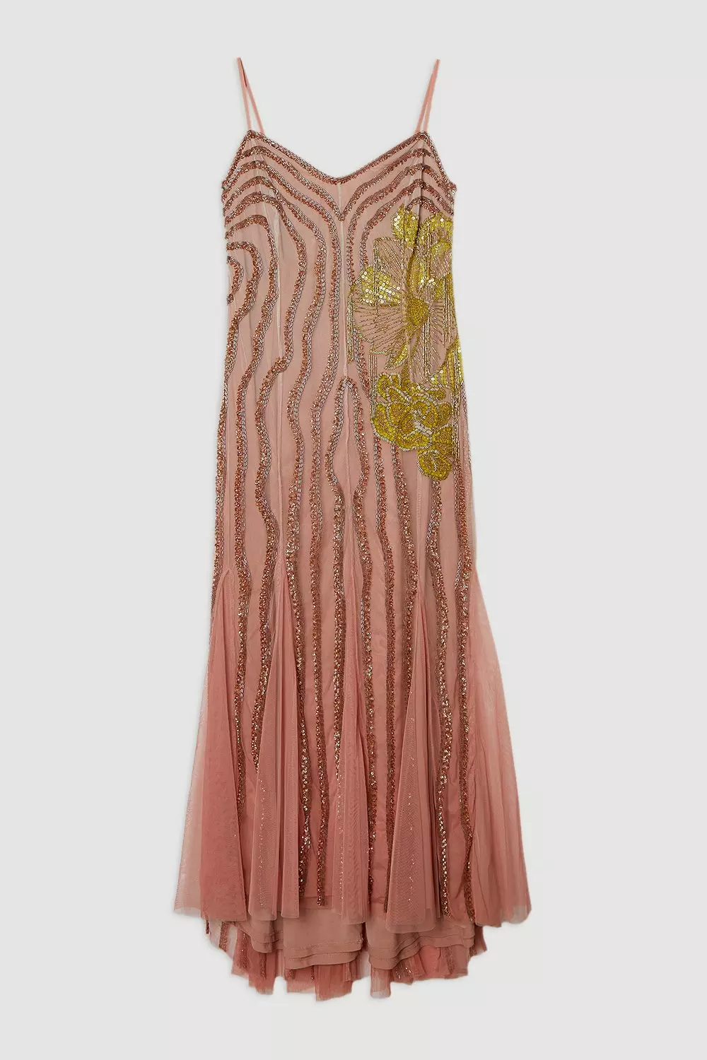 Digital Ophelia Ombre Beaded Strapless Woven Maxi Dress