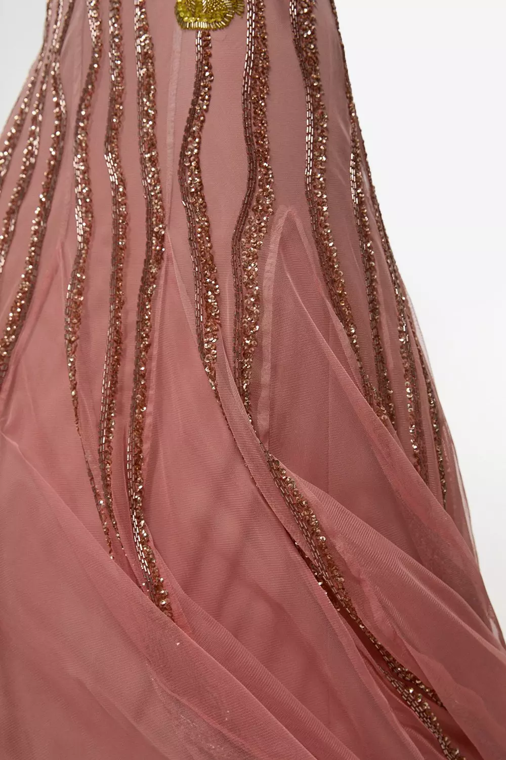 Digital Ophelia Ombre Beaded Strapless Woven Maxi Dress