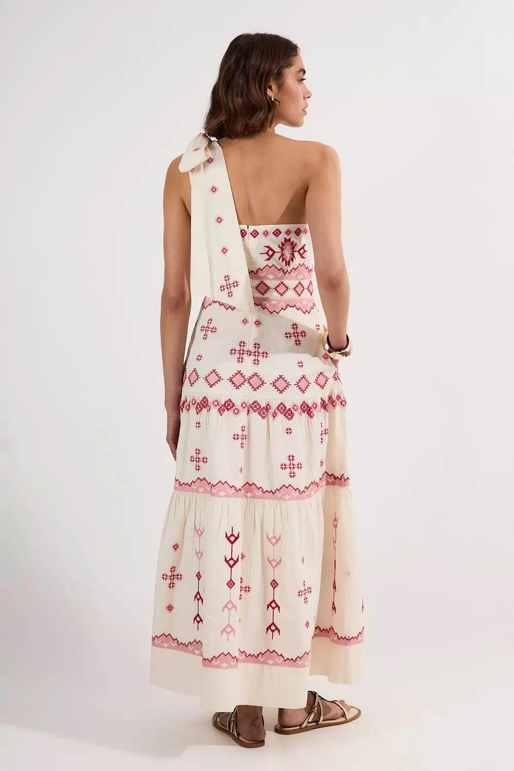 ★Karen Millen★ 花柄刺繍コットンリネン織りミディドレス Karen Millen Multicolor Floral Lace Embroidered Dress 8