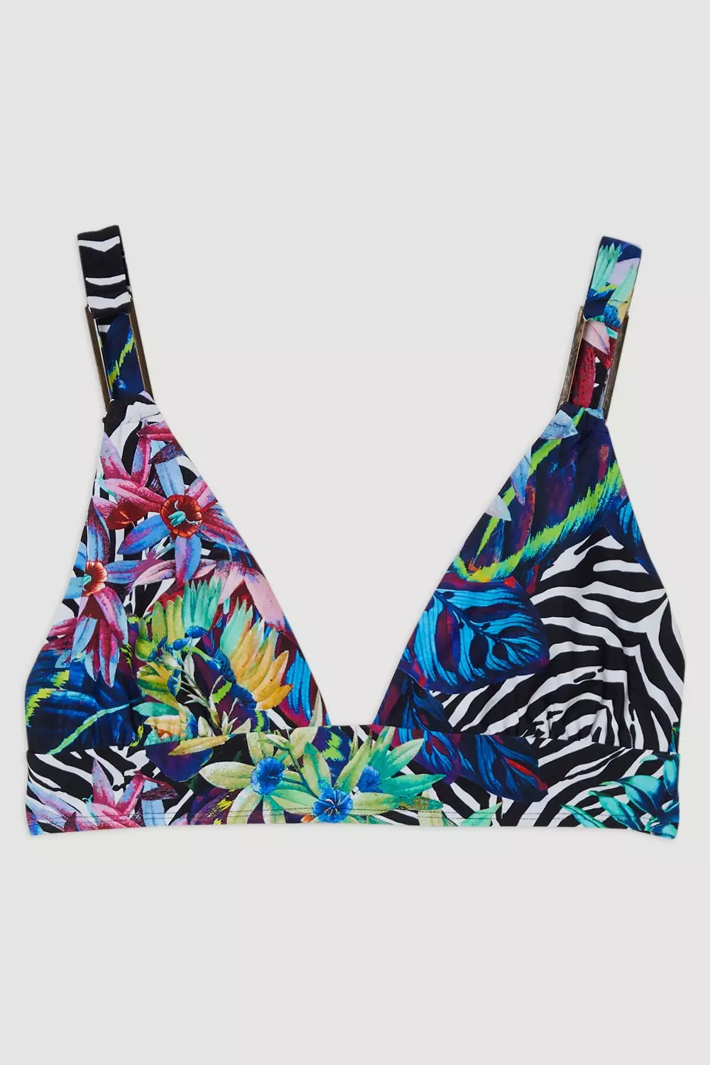 Plus Size Tropical Floral Plunge Bikini Top | Karen Millen