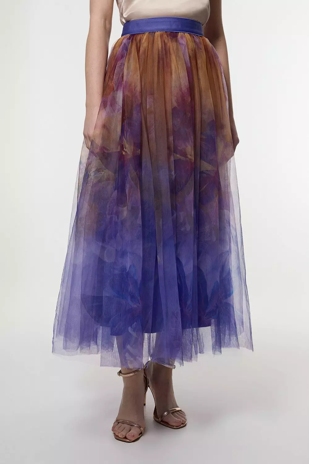 Floral Tulle Woven Maxi Skirt | Karen Millen