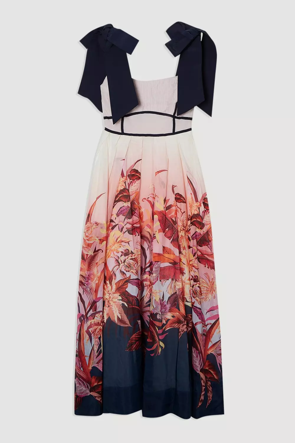 Petite Tropical Floral Silk Cotton Woven Strappy Woven Maxi