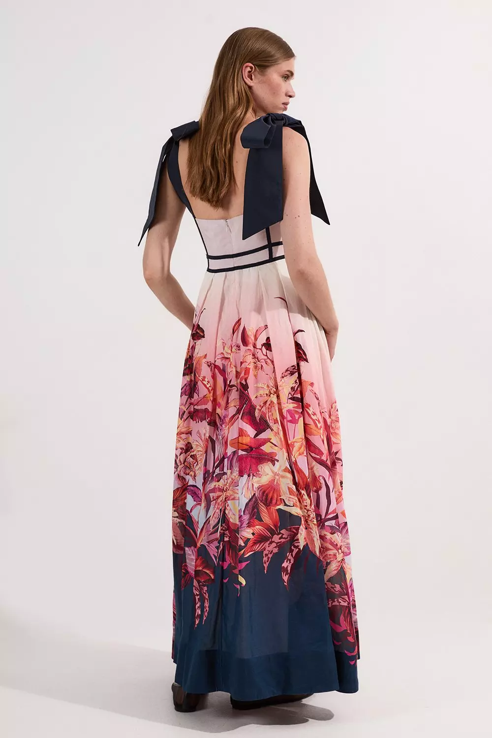Petite Tropical Floral Silk Cotton Woven Strappy Woven Maxi