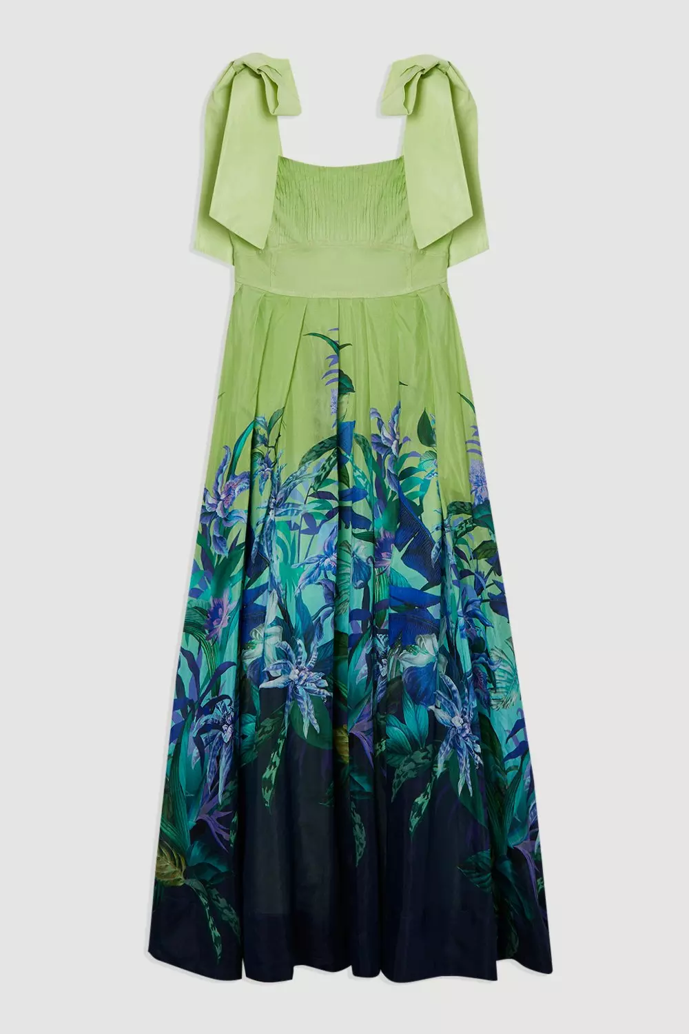 Tropical Floral Silk Cotton Woven Strappy Woven Maxi Dress