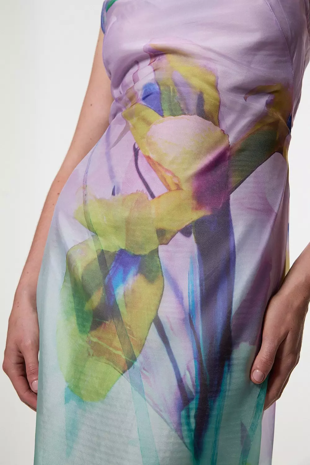 ★Karen Millen★プチオーガンジーフローラルグラフィックドレス Petite Digital Ophelia Floral Organdie High Neck Maxi Dress