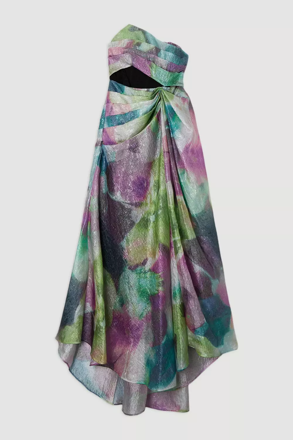Digital Ophelia Printed Organza Fishtail Corset Maxi Dress