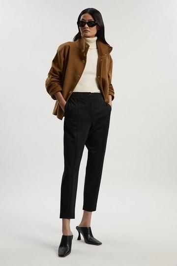 Black Ponte And Pu Mix Tailored Slim Leg Trouser