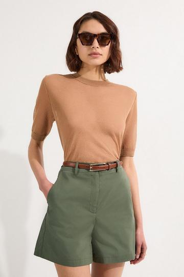 Cotton High Waisted Woven City Short grey