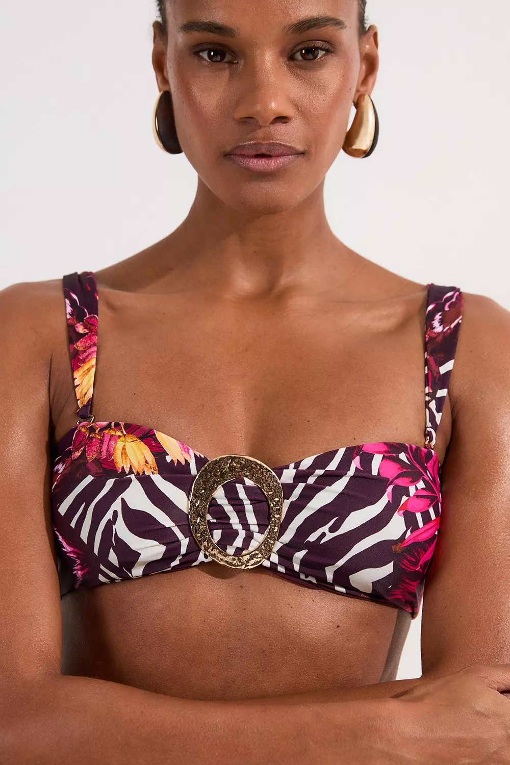 Slinky Bandeau Trim Detail Bikini Top | Karen Millen