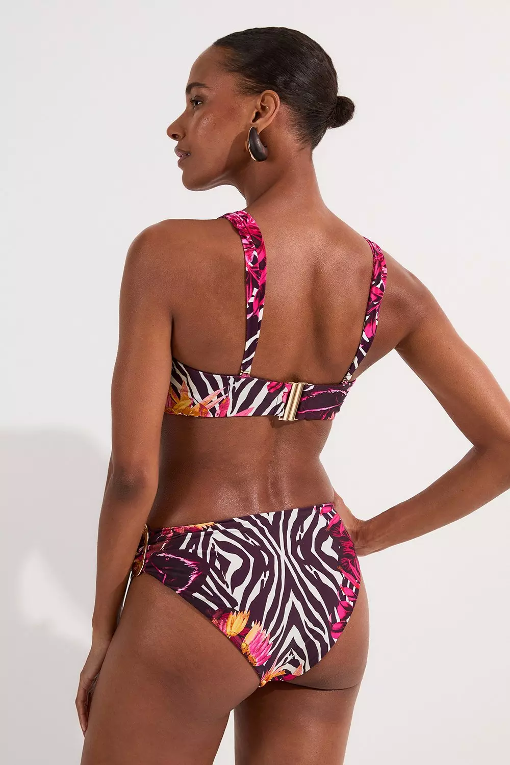 【KAREN MILLEN】スリンキーパームプリントカットアウト水着 Slinky Bandeau Trim Detail Bikini Top | Karen Millen