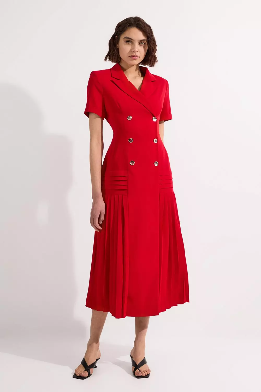 安心追跡【KAREN MILLEN】テイラード プリーツ ミディ ドレス Pleated Tailored Midi Blazer Dress | Karen Millen