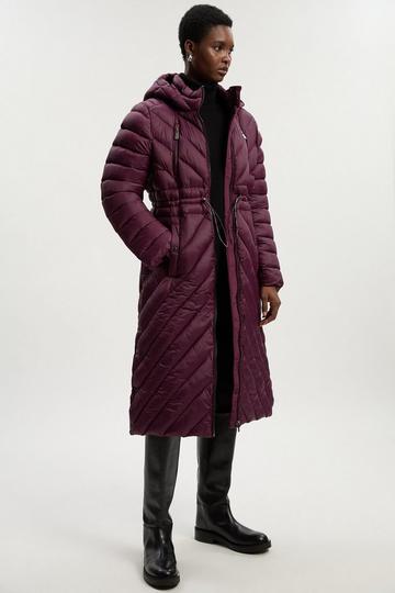 Petite Lightweight Knee Length Packable Coat berry