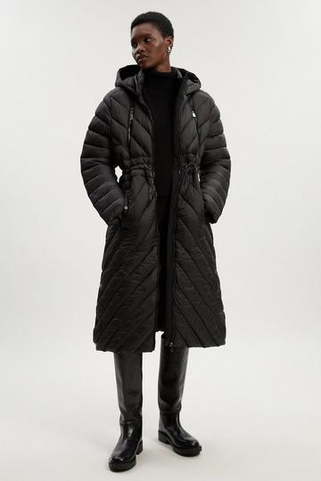 Black Petite Lightweight Knee Length Packable Coat