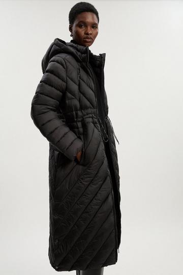 Lightweight Knee Length Packable Coat black