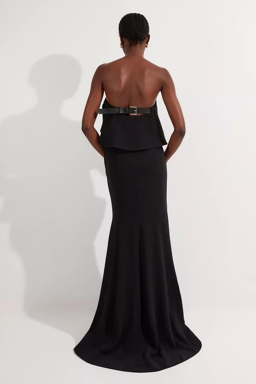 【Karen Millen】ペプラム バンドゥ バックル マキシドレス Soft Tailored Peplum Bandeau Tailored Maxi Dress | Karen Millen