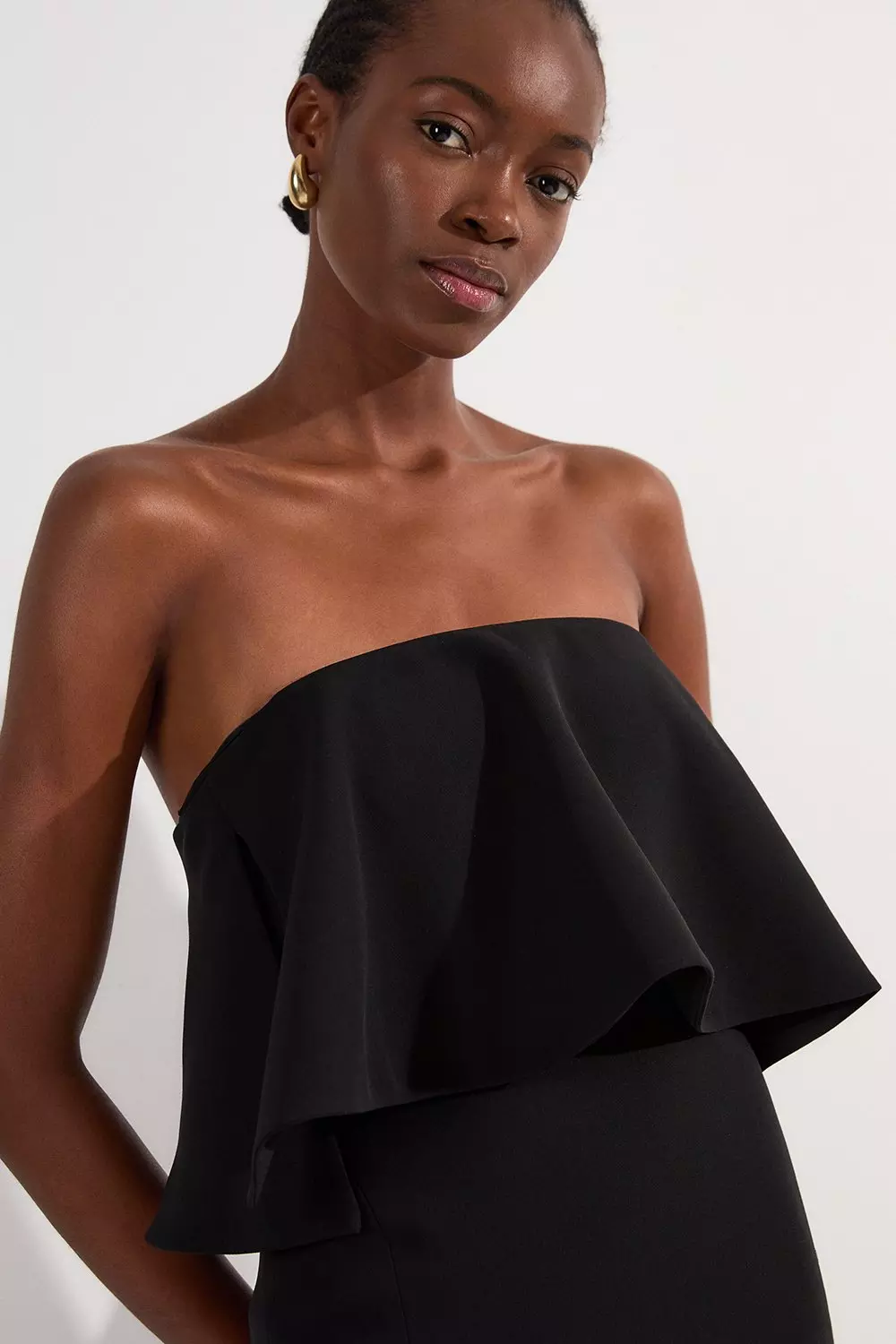 【KAREN MILLEN】ソフトテーラード ペプラムバンドゥ ドレス Soft Tailored Peplum Bandeau Tailored Maxi Dress | Karen Millen