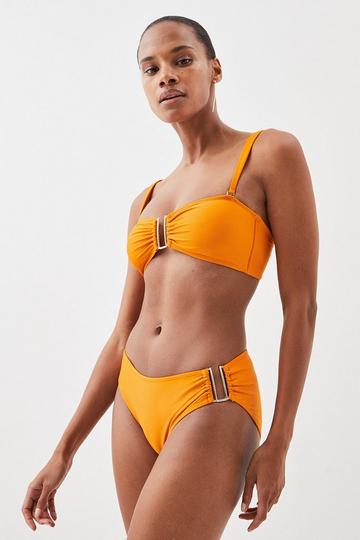 Detachable Strap Gold Trim Bikini Top mango