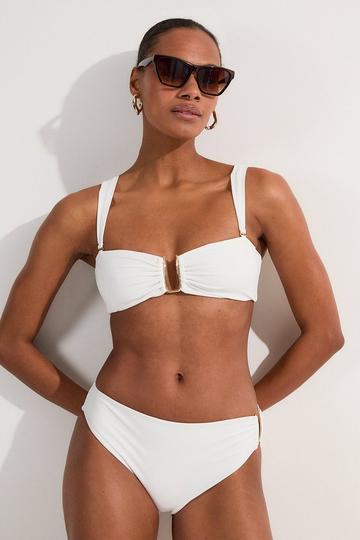 White Bikini Bottoms With Gold Trim